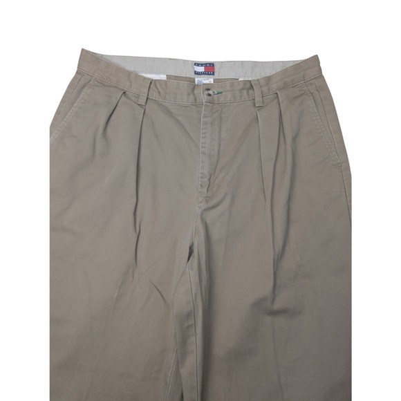 Vintage Tommy Hilfiger Men's‎ Brown Khaki Pleated Pants Cuffed Size 36x32 Preppy - Picture 3 of 5